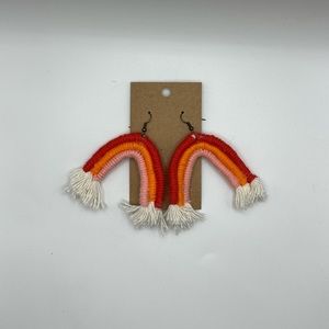 Handmade Macrame Rainbow Earrings - 3”